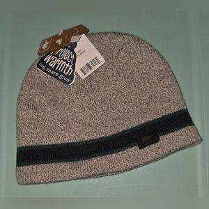 Mens Fleece-lined Rag Wool Knit Winter Hat ~ Heather Gray ~ NWT